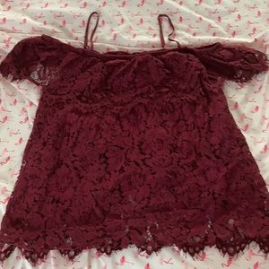 Burgundy cold shoulder top
